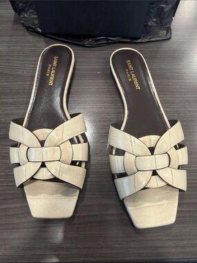 Saint Laurent Tribute Mules in Eel